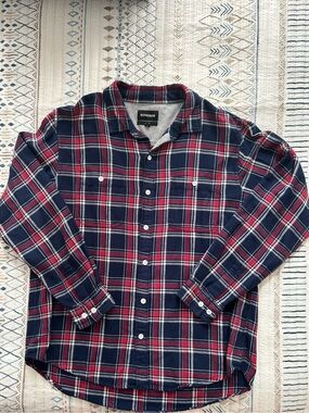 Bonobos Tartan Navy Red Flannel Shirt XXL Slim Fit Men's EUC